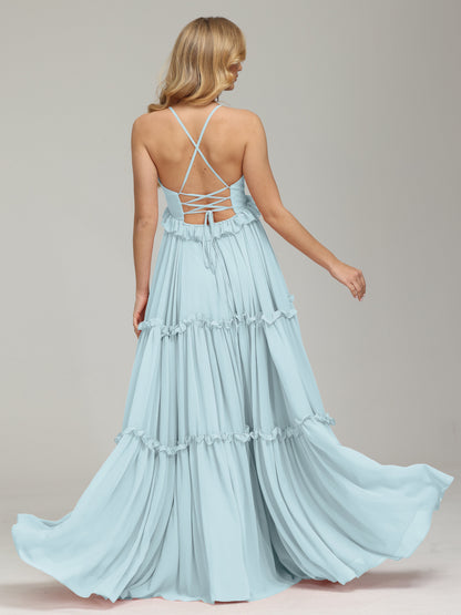 V-neck Empire Waist Chiffon Bridesmaid Dress