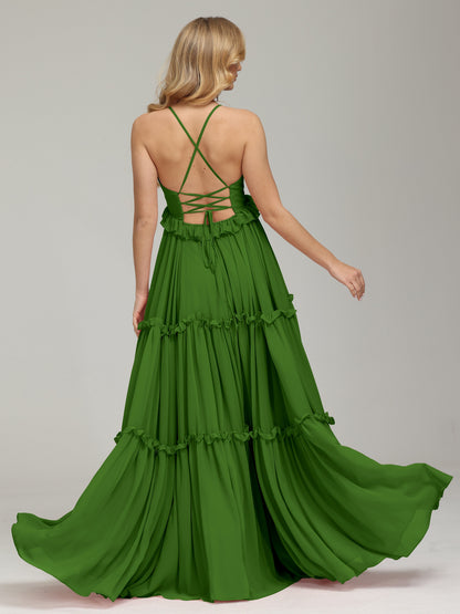 V-neck Empire Waist Chiffon Bridesmaid Dress