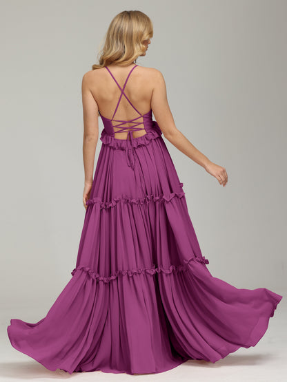 V-neck Empire Waist Chiffon Bridesmaid Dress