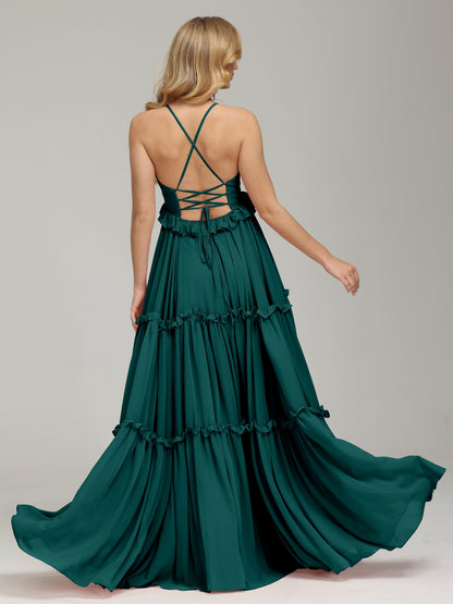 V-neck Empire Waist Chiffon Bridesmaid Dress
