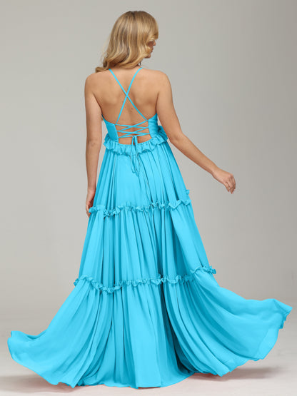 V-neck Empire Waist Chiffon Bridesmaid Dress