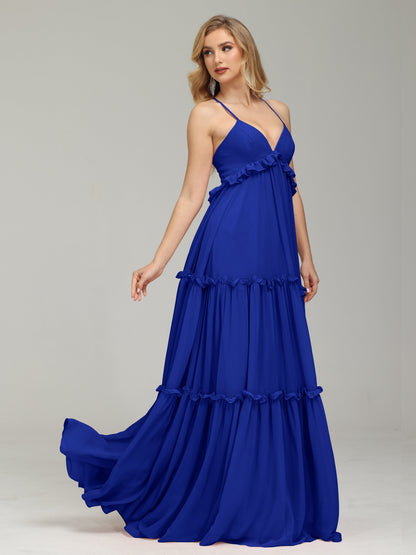 V-neck Empire Waist Chiffon Bridesmaid Dress