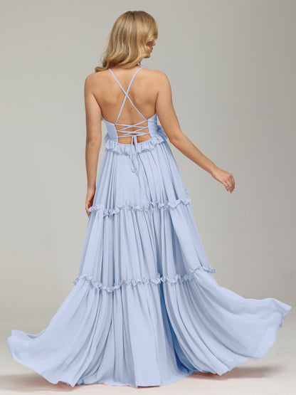 V-neck Empire Waist Chiffon Bridesmaid Dress