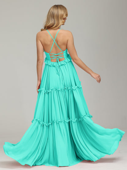 V-neck Empire Waist Chiffon Bridesmaid Dress