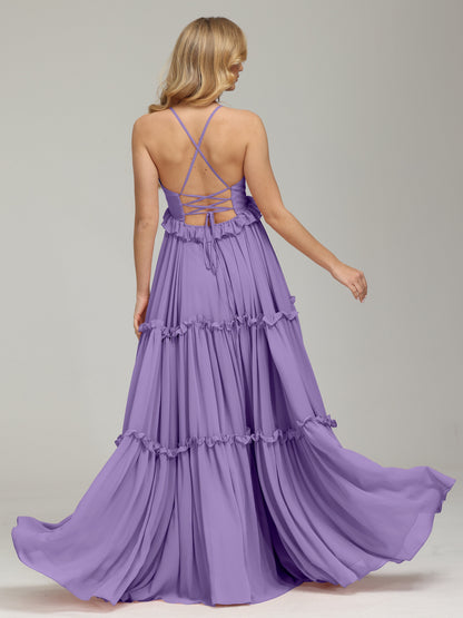V-neck Empire Waist Chiffon Bridesmaid Dress