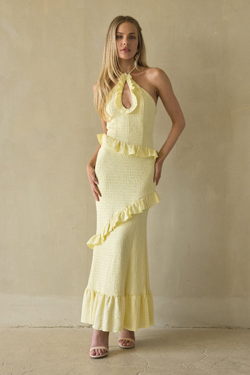 Vanita Ruffled Halter Maxi Dress