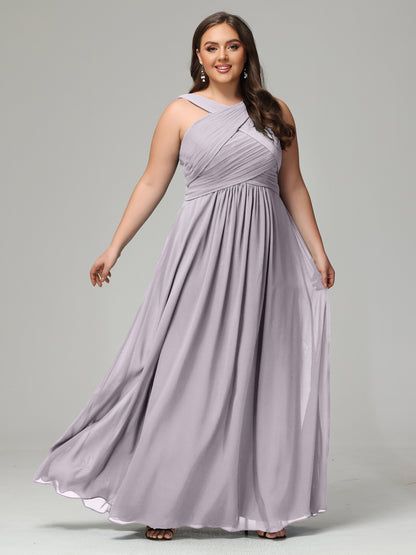 A-line Straps Chiffon Plus Size Bridesmaid Dresses