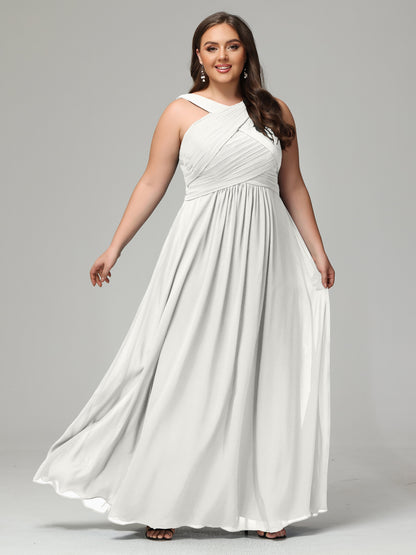 A-line Straps Chiffon Plus Size Bridesmaid Dresses