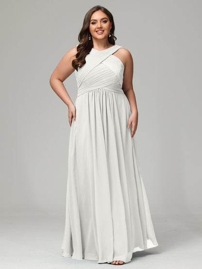 A-line Straps Chiffon Plus Size Bridesmaid Dresses