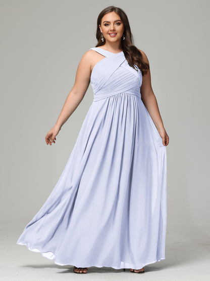 A-line Straps Chiffon Plus Size Bridesmaid Dresses