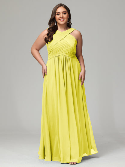 A-line Straps Chiffon Plus Size Bridesmaid Dresses