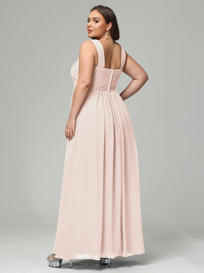 A-line Straps Chiffon Plus Size Bridesmaid Dresses