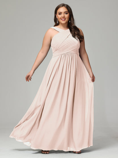 A-line Straps Chiffon Plus Size Bridesmaid Dresses
