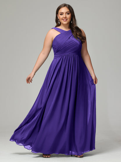 A-line Straps Chiffon Plus Size Bridesmaid Dresses