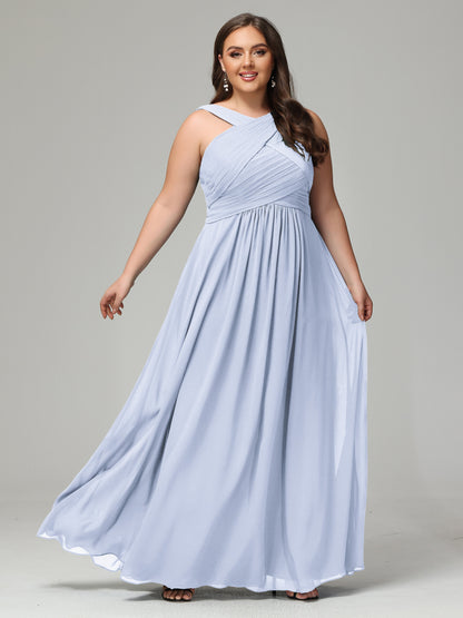 A-line Straps Chiffon Plus Size Bridesmaid Dresses