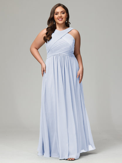 A-line Straps Chiffon Plus Size Bridesmaid Dresses
