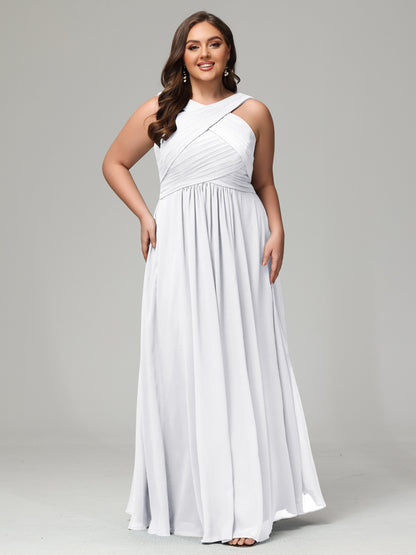 A-line Straps Chiffon Plus Size Bridesmaid Dresses
