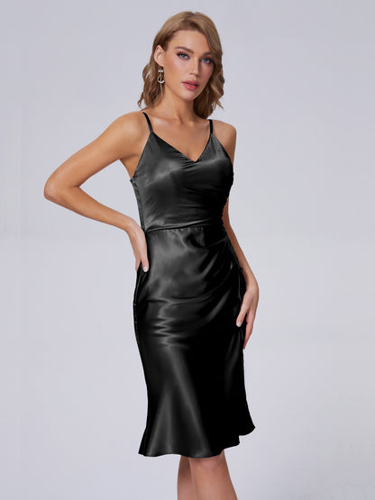 Amara Modern Split Soft Satin Short Bridesmaid Dresses