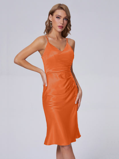 Amara Modern Split Soft Satin Short Bridesmaid Dresses