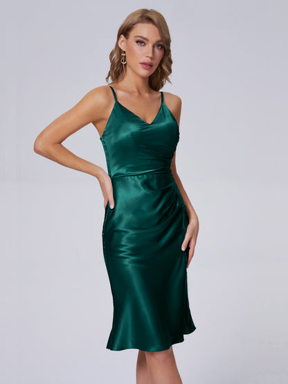 Amara Modern Split Soft Satin Short Bridesmaid Dresses