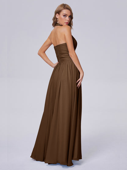 Amaya Pretty Halter Chiffon Long Bridesmaid Dresses
