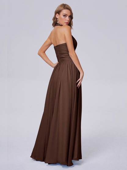 Amaya Pretty Halter Chiffon Long Bridesmaid Dresses