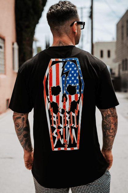 AMERICA SKULL COFFIN T-SHIRT - Born Scum