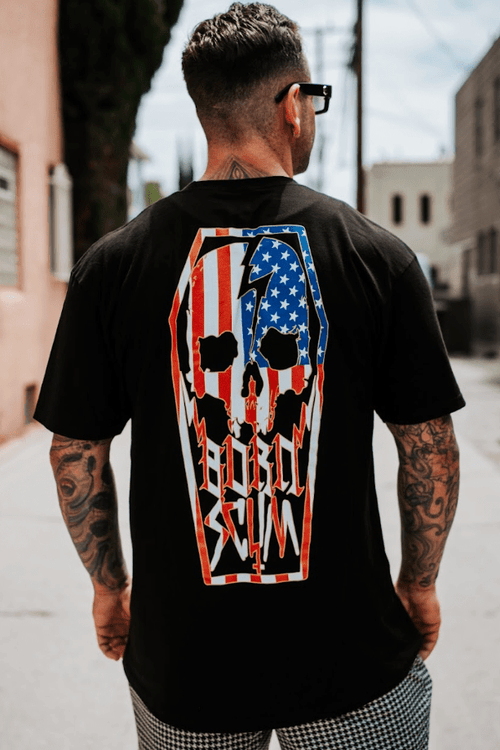 AMERICA SKULL COFFIN T-SHIRT - Born Scum