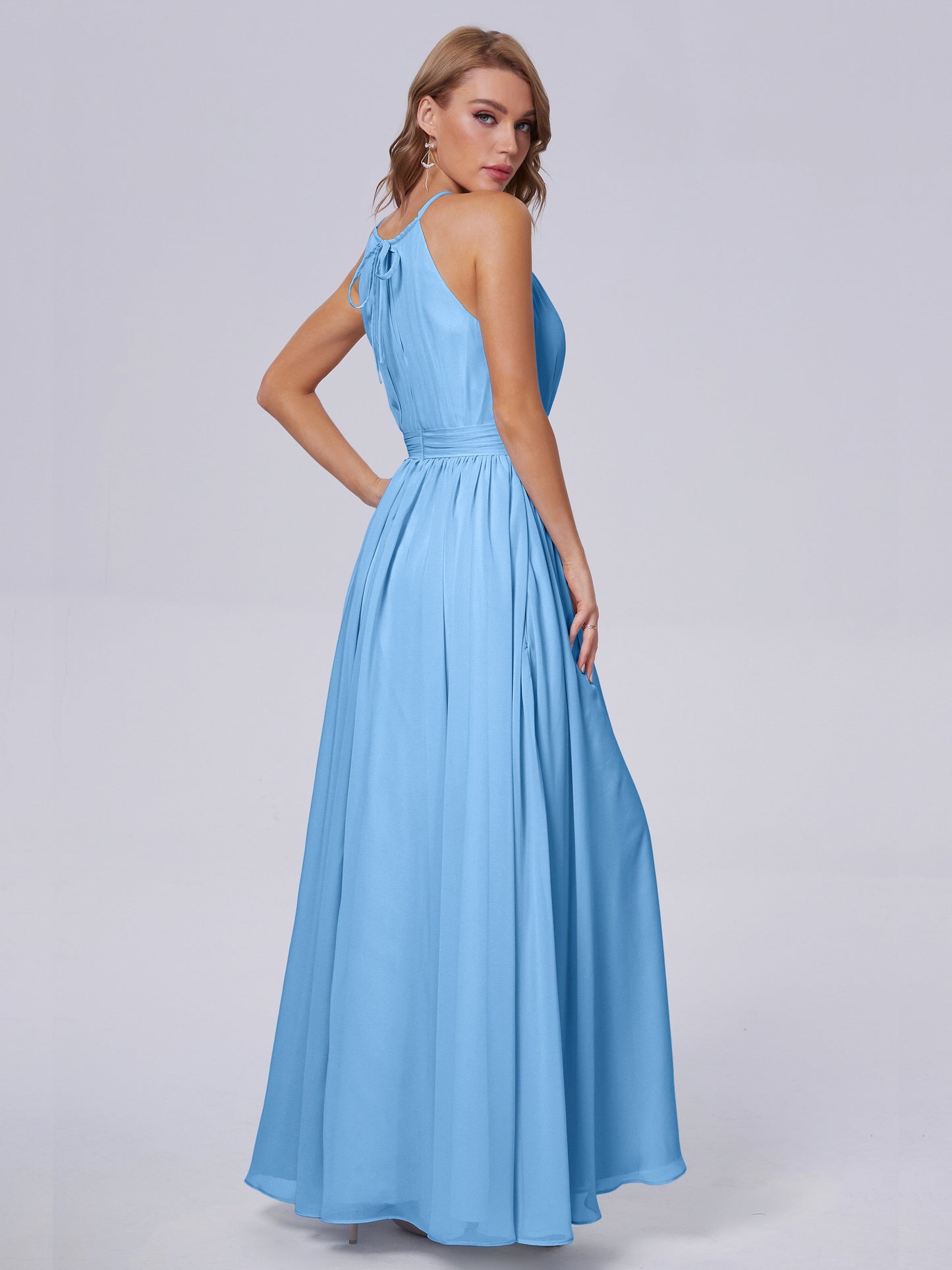 Amy Gorgeous Halter Chiffon Long Bridesmaid Dresses