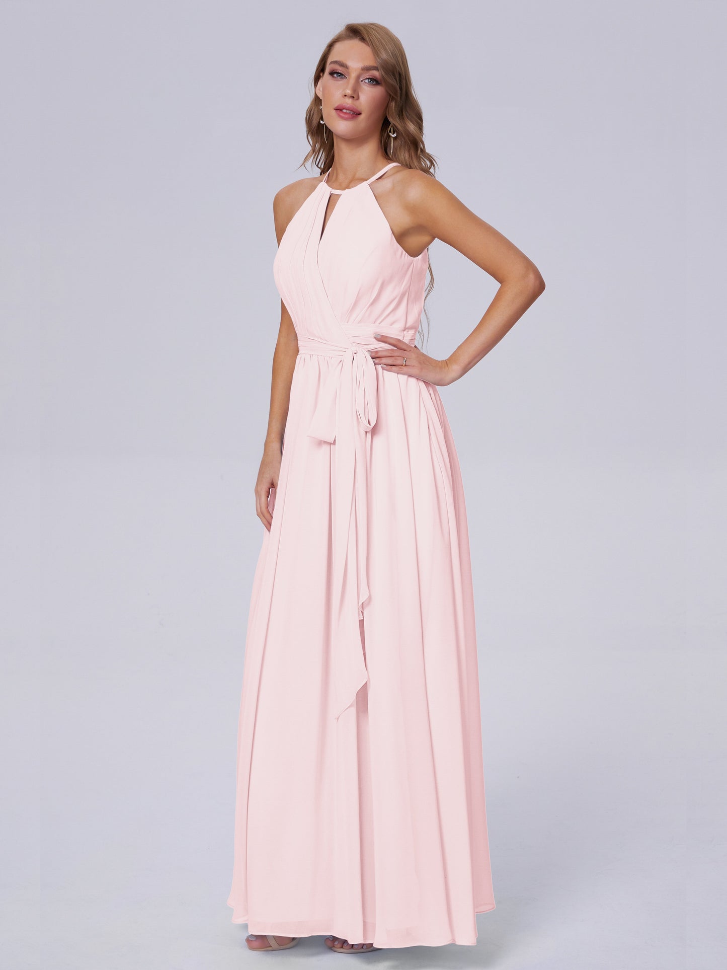 Amy Gorgeous Halter Chiffon Long Bridesmaid Dresses