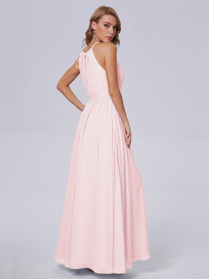 Amy Gorgeous Halter Chiffon Long Bridesmaid Dresses