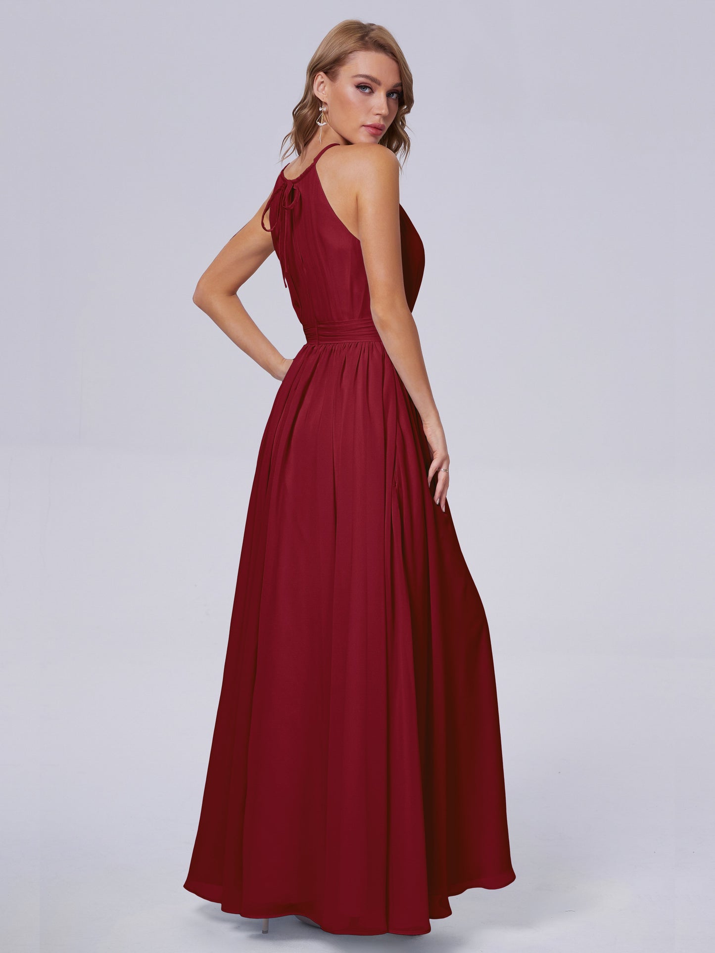Amy Gorgeous Halter Chiffon Long Bridesmaid Dresses