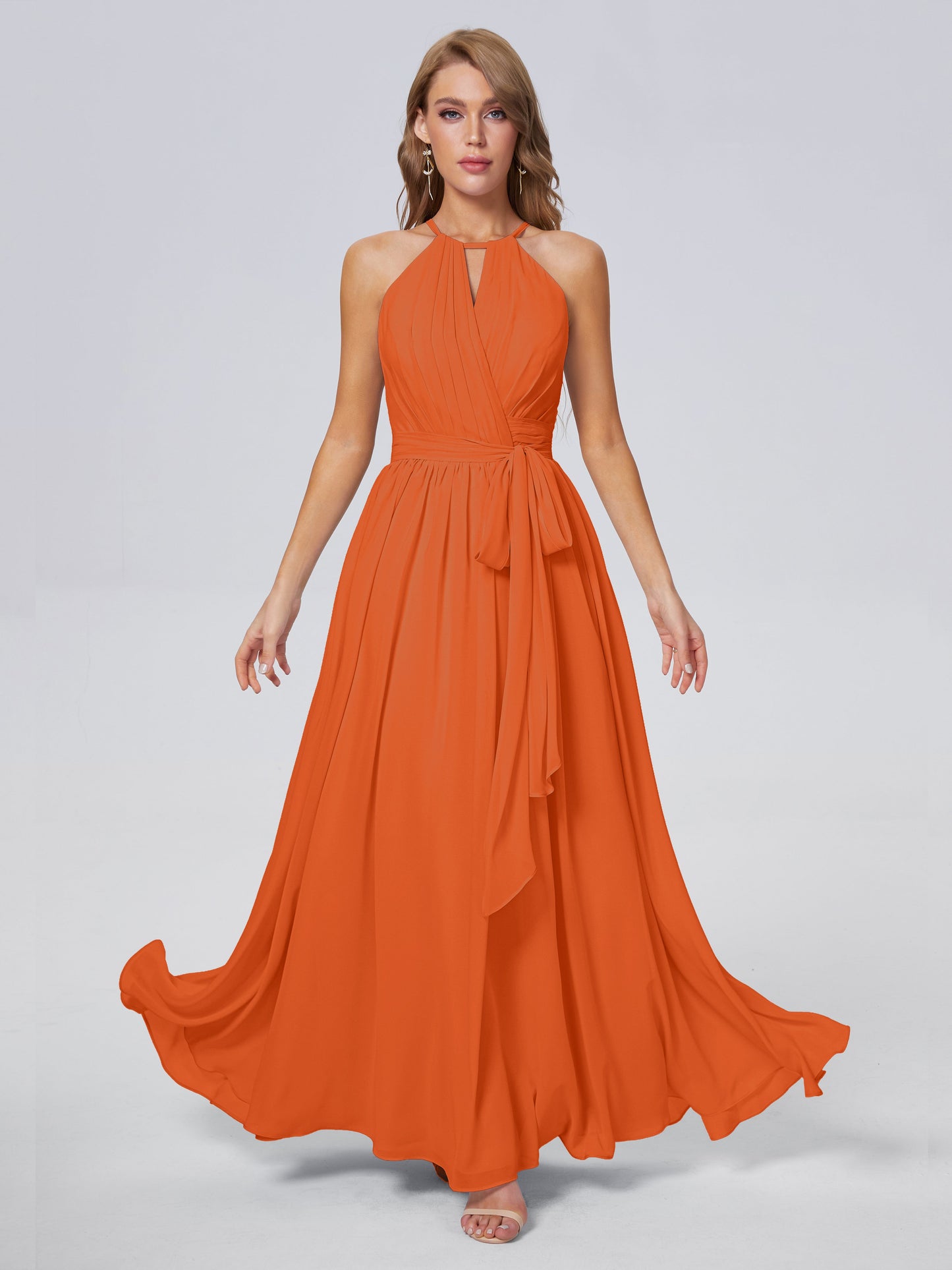 Amy Gorgeous Halter Chiffon Long Bridesmaid Dresses