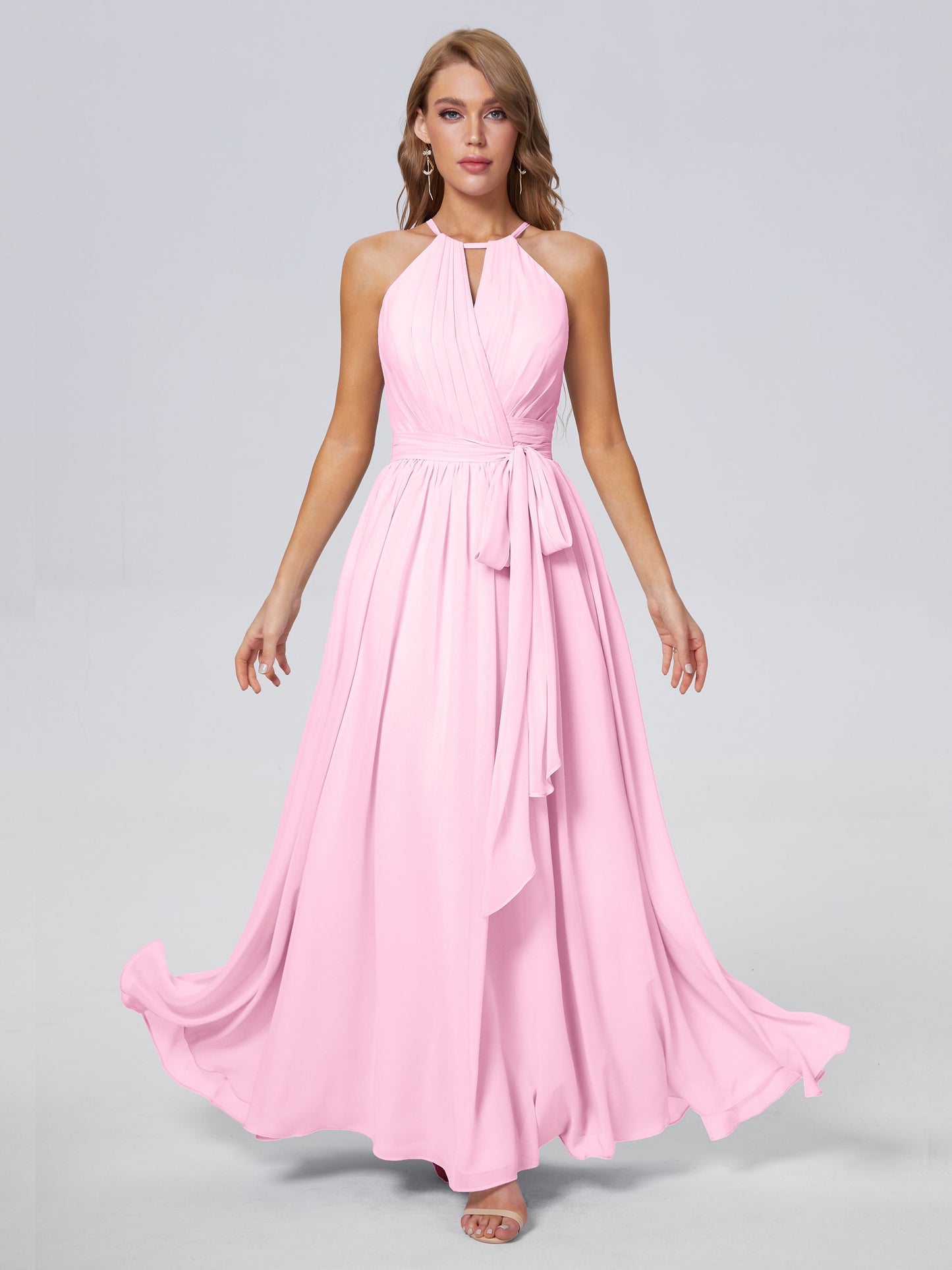 Amy Gorgeous Halter Chiffon Long Bridesmaid Dresses