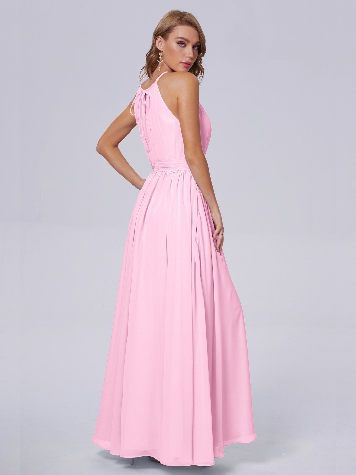 Amy Gorgeous Halter Chiffon Long Bridesmaid Dresses