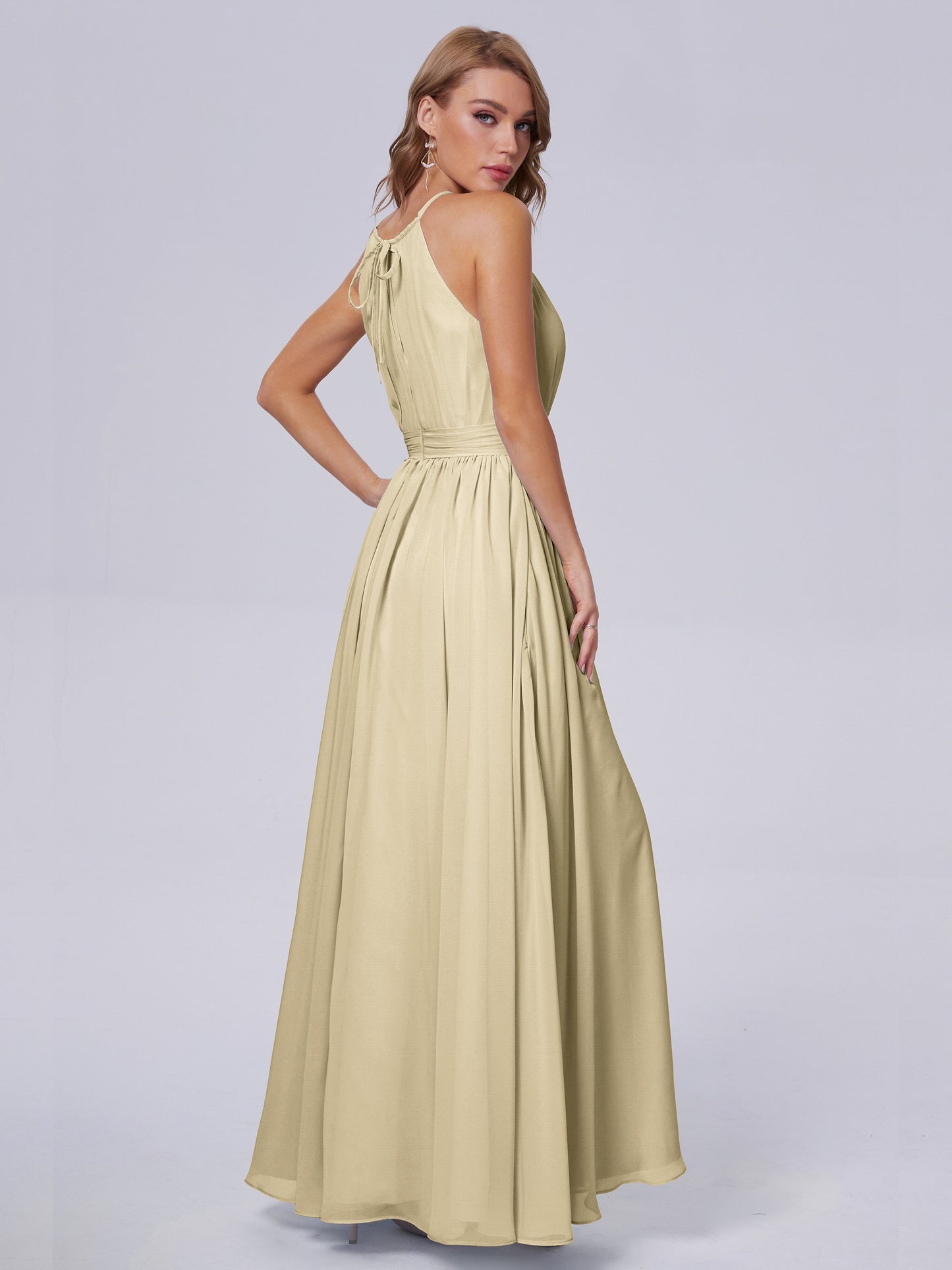 Amy Gorgeous Halter Chiffon Long Bridesmaid Dresses