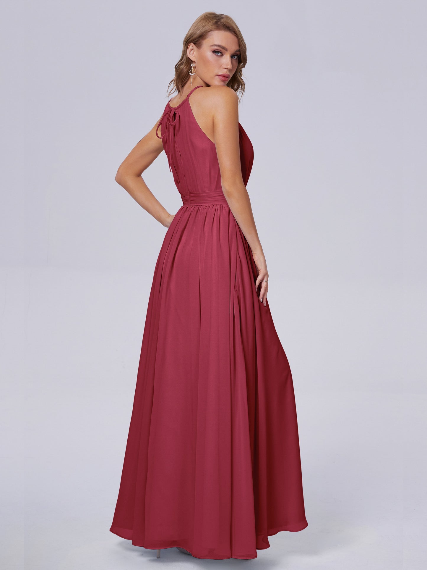 Amy Gorgeous Halter Chiffon Long Bridesmaid Dresses