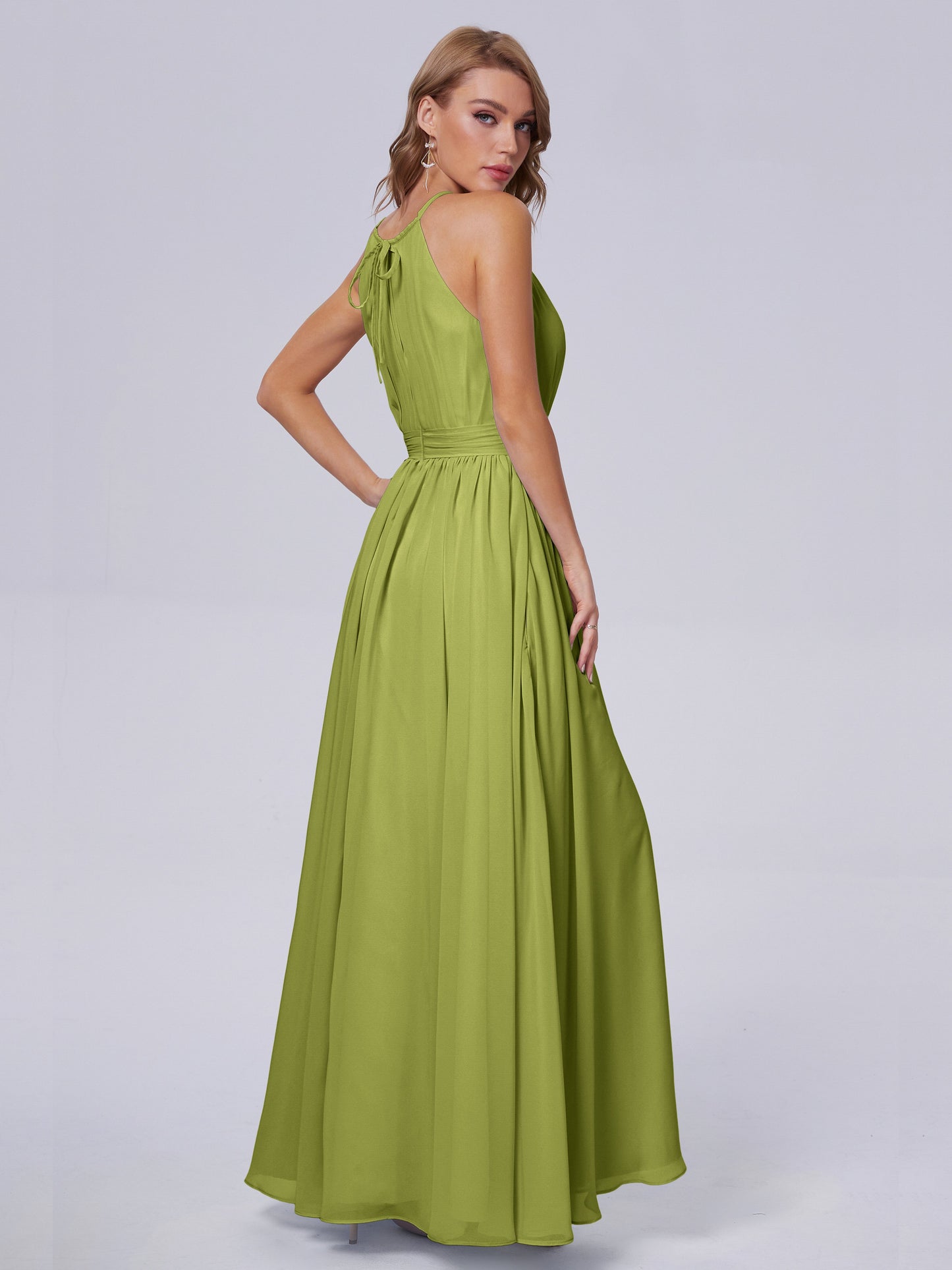 Amy Gorgeous Halter Chiffon Long Bridesmaid Dresses