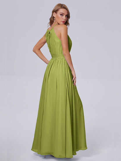 Amy Gorgeous Halter Chiffon Long Bridesmaid Dresses