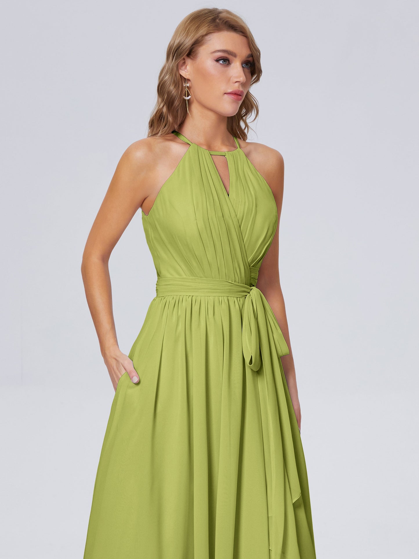 Amy Gorgeous Halter Chiffon Long Bridesmaid Dresses