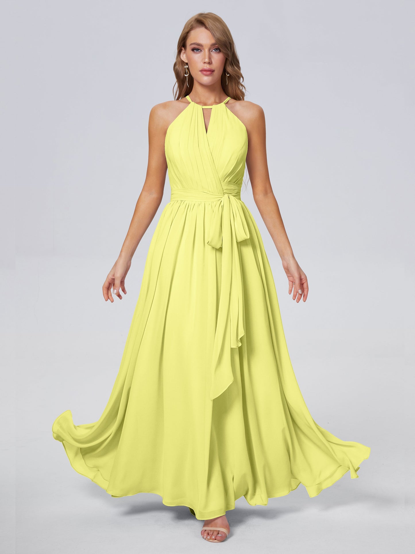 Amy Gorgeous Halter Chiffon Long Bridesmaid Dresses