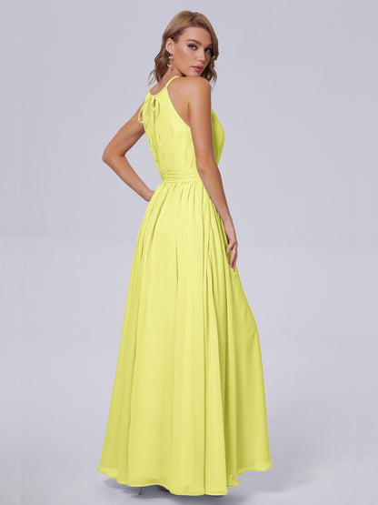 Amy Gorgeous Halter Chiffon Long Bridesmaid Dresses