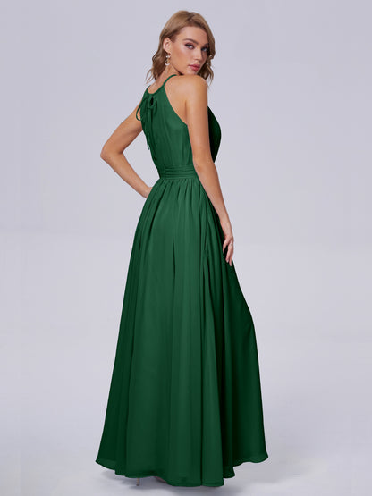 Amy Gorgeous Halter Chiffon Long Bridesmaid Dresses