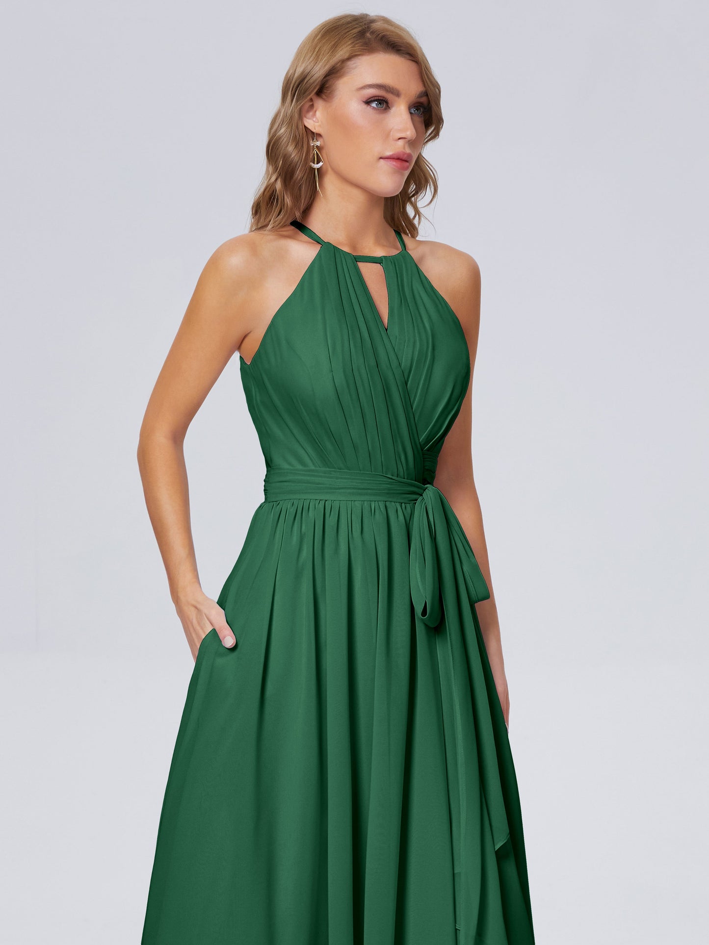 Amy Gorgeous Halter Chiffon Long Bridesmaid Dresses
