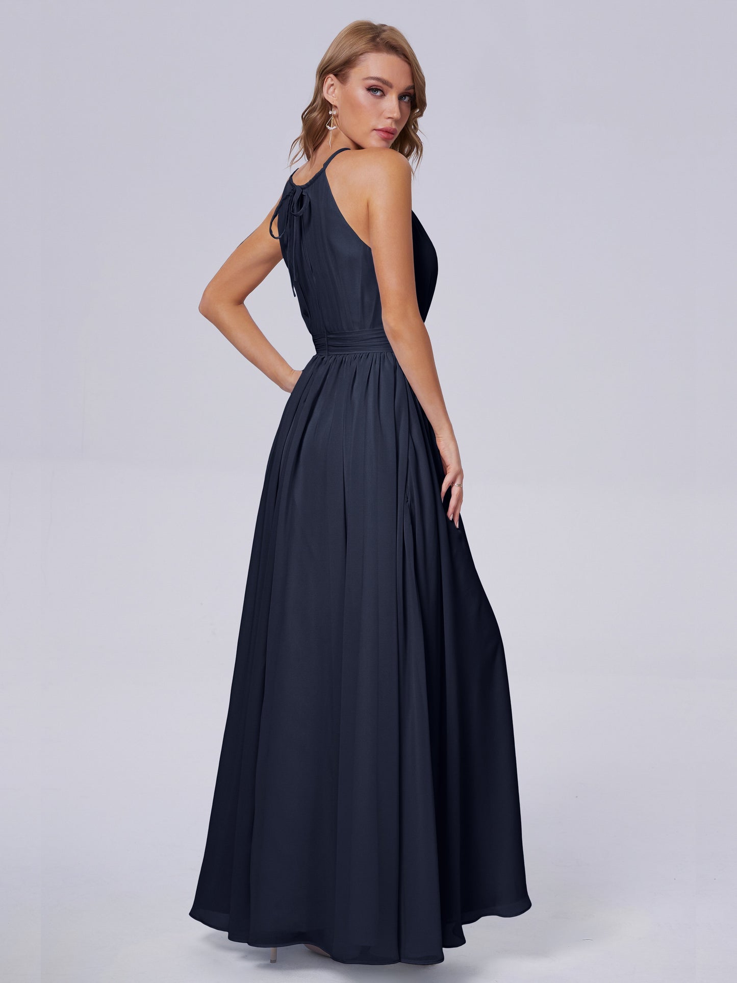 Amy Gorgeous Halter Chiffon Long Bridesmaid Dresses