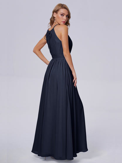 Amy Gorgeous Halter Chiffon Long Bridesmaid Dresses