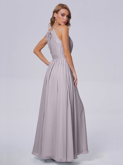 Amy Gorgeous Halter Chiffon Long Bridesmaid Dresses