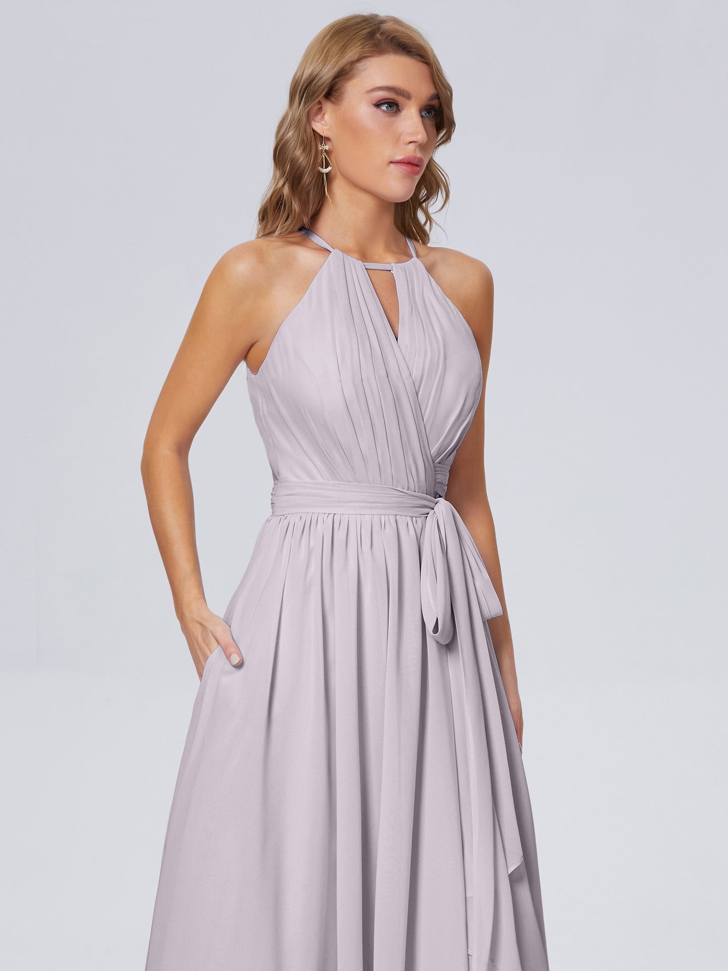 Amy Gorgeous Halter Chiffon Long Bridesmaid Dresses