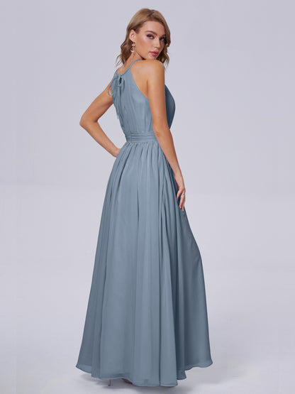 Amy Gorgeous Halter Chiffon Long Bridesmaid Dresses