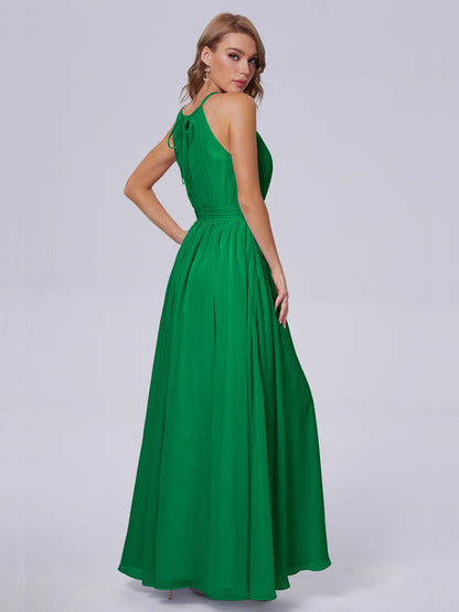 Amy Gorgeous Halter Chiffon Long Bridesmaid Dresses